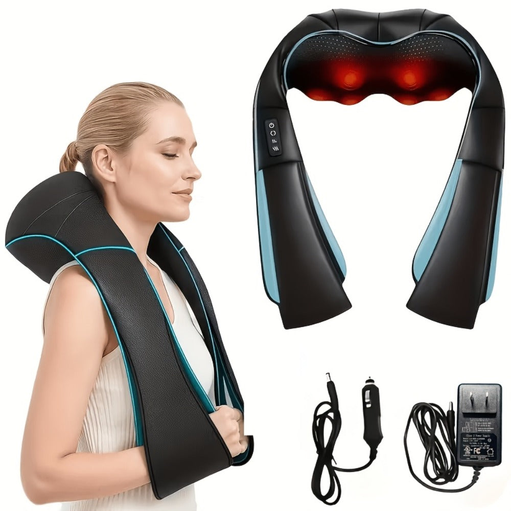 Neck Shoulder Massager with Heat – Shiatsu Deep Kneading Massage Pillow for Back, Waist & Muscle Pain Relief, Portable Electric Massager, Perfect Gift for Wife, Husband, Parents & Office Workers