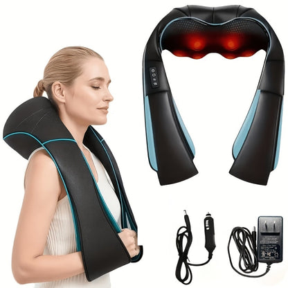 Neck Shoulder Massager with Heat – Shiatsu Deep Kneading Massage Pillow for Back, Waist & Muscle Pain Relief, Portable Electric Massager, Perfect Gift for Wife, Husband, Parents & Office Workers