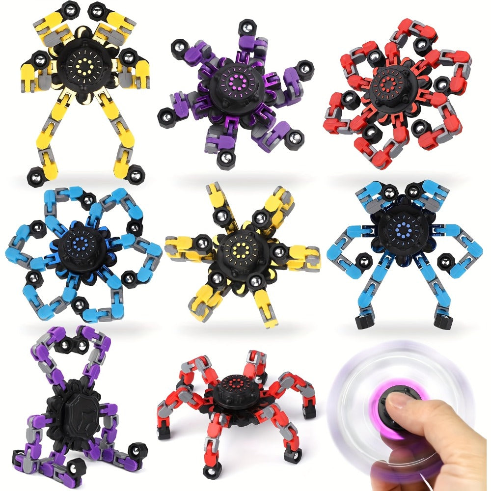 Fidget Spinners Robot Fingertip Toys 10 or 15 Pack – Stress Relief Mechanical Gyro Spinning Tops, Luminous & Standard, Party Favors for Kids Adults