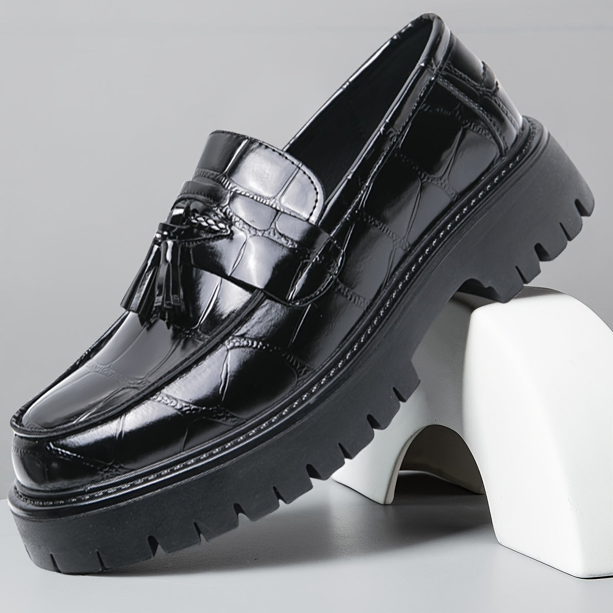 Men's Loafers & Slip-Ons - Platform Sole & Tassel Detail 268965