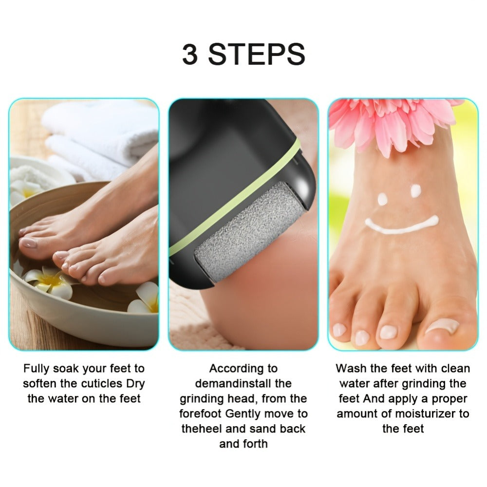 Foot Callus Remover Electric Rechargeable 3 Interchangeable Grinding Heads LCD Display Portable Electronic Foot File Dead Skin Remover Pedicure Tool for Women Men Athletes