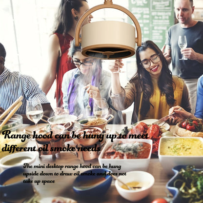 Portable USB Range Hood Handheld Exhaust Fan – Compact Smoke Absorber with 2 Filter Screens for BBQ, Hotpot, Desktop & Travel, Rechargeable Cordless