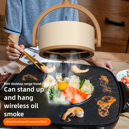 Portable USB Range Hood Handheld Exhaust Fan – Compact Smoke Absorber with 2 Filter Screens for BBQ, Hotpot, Desktop & Travel, Rechargeable Cordless