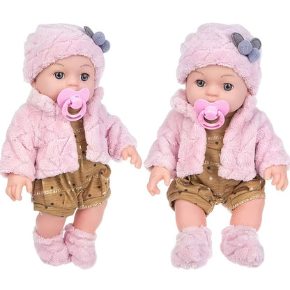 Mini Reborn Baby Doll 12 Inch 30cm Lifelike Soft Baby Girl Toy with Pink Clothes Hat Socks Pacifier Set – Cute Realistic Newborn Doll for Party Games Pretend Play Birthday Christmas Halloween Gift for Girls