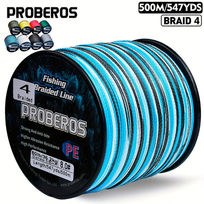 Braided Fishing Line 4 Strand 500M/547Yds - Abrasion Resistant Zero Stretch Superline 6LB-80LB, Multi-Color, Gray/Green/Camo