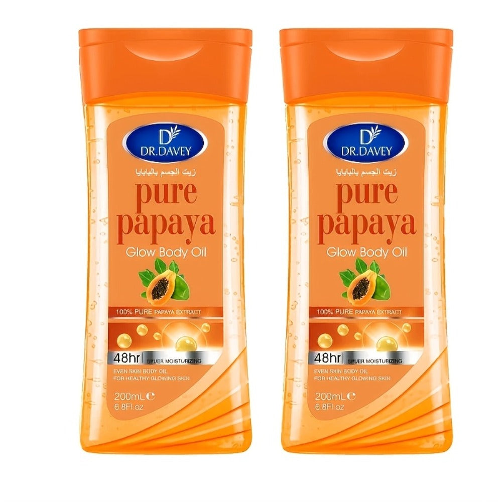 Papaya Brightening Body Oil 2pcs Multi-Use Non-Greasy Fast-Absorbing – Moisturizing Glow Oil for Skin Hair Nails Scalp, All Skin Types Skincare Gift Set for Women
