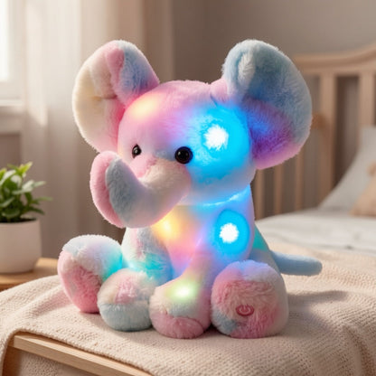 Musical Light Up Rainbow Elephant Plush 12 Inch LED Glowing Lullaby Stuffed Animal Night Light Sensory Toy Baby Shower Birthday Gift for Babies Toddlers Kids