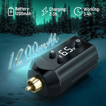 Rotary Tattoo Pen Machine Kit — 1200mAh Battery, LED Display, 4.0mm Stroke, Anti-Slip Grip, Adjustable 4-12V, Universal Cartridge Compatible, Cosmic Violet & Aurora Green for Beginners & Artists