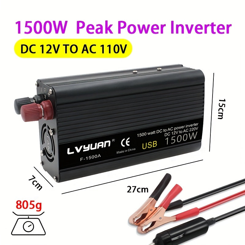 Lvyuan 2000W/4000W Peak/DC 12V to AC 110V/130V Car Power Inverter with LED, 2000W with 2 US Sockets 2 USB Ports for Auto, Vehicle, RV, Outdoor, Home