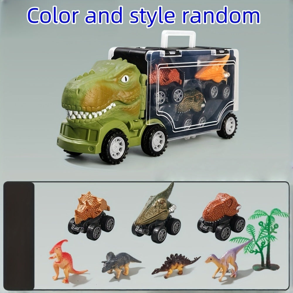 T-Rex Dinosaur Car Playset for Kids – Large Dino Truck with Mini Dinosaur Cars Figures & Accessories, Boys Dino Vehicle Toy Birthday Gift Ages 3 4 5 6
