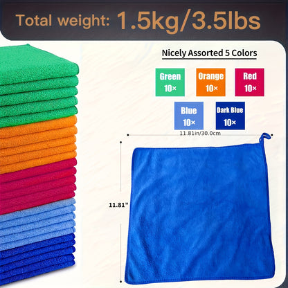 50/60pcs Ultra-Soft Microfiber Cleaning Cloths - Quick-Drying, Absorbent And Streak-Free, Multifunctional Household Rags for Kitchen, Bathroom, And General Cleaning - Durable, Reusable, And Machine Washable - Essential Reusable Cleaning Supplies