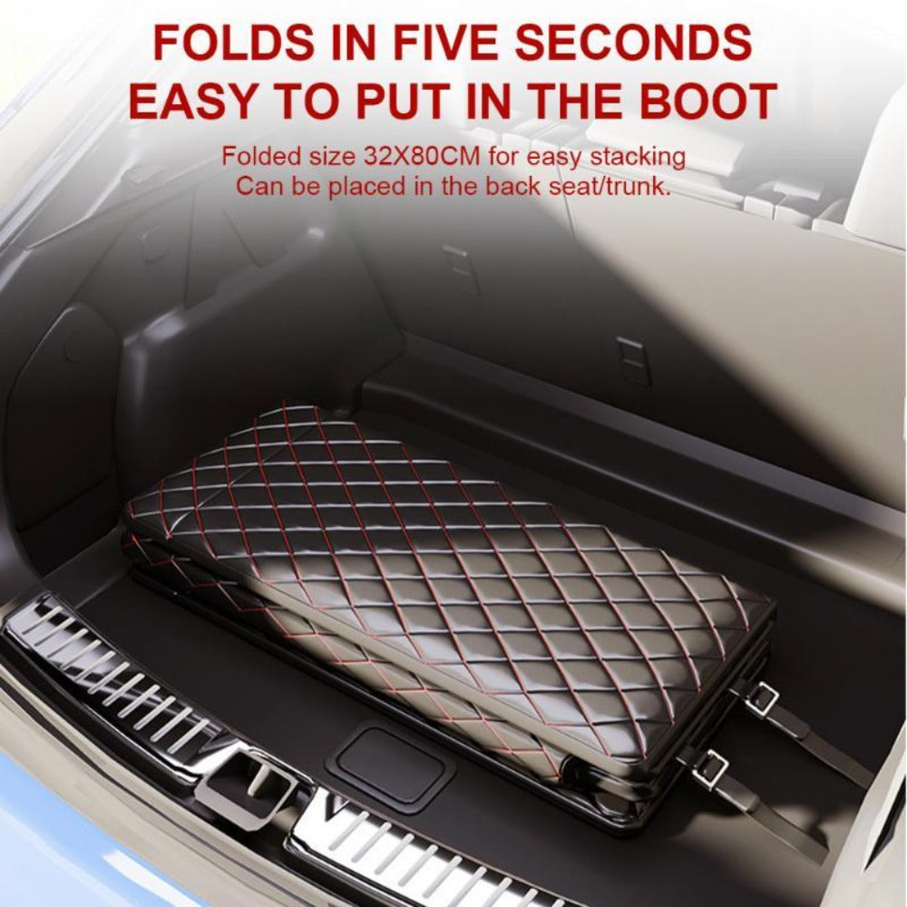 Car Mattress Foldable Back Seat Sleeping Pad Thickened Faux Leather Non-Inflatable Universal Sedan Bed for Travel Camping Afternoon Nap Road Trip