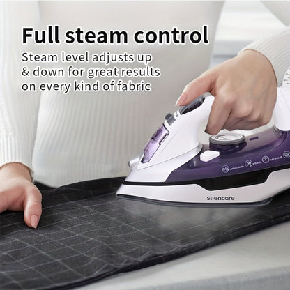 Steam Clothes Iron with Ceramic Coated Soleplate – Precision Thermostat, 3-Way Auto-Off, Self-Cleaning, Anti-Calcium & Anti-Drip, Lightweight Travel & Home Garment Iron