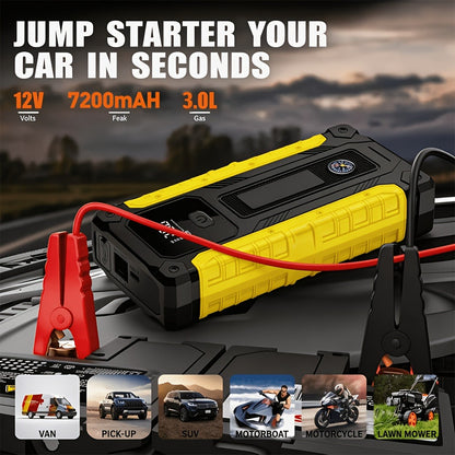 Portable Car Jump Starter with Tire Inflator – 3000A Peak 12V Battery Booster, USB Power Bank, LED Emergency Light, 5-in-1 & 9-in-1 Roadside Emergency Kit for Cars Trucks SUVs