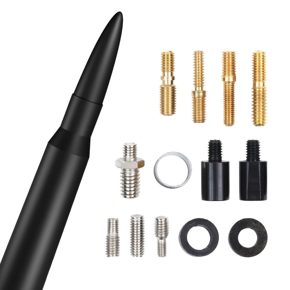 Short Car Antenna 5.3 Inch – Carbon Steel Universal Fit AM FM Signal Booster Stub Antenna Replacement for Cars Trucks SUVs, Black Nickel Gold