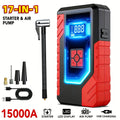 15000A Peak 250PSI, Portable Emergency Starter, Car Charger, USB Type-C, LED Emergency Lighting, 2.11 Gallons Gasoline/1.85 Gallons Diesel Fast Charging - Rechargeable Lithium Polymer Battery. Suitable As A Holiday Gift for Christmas And Halloween.
