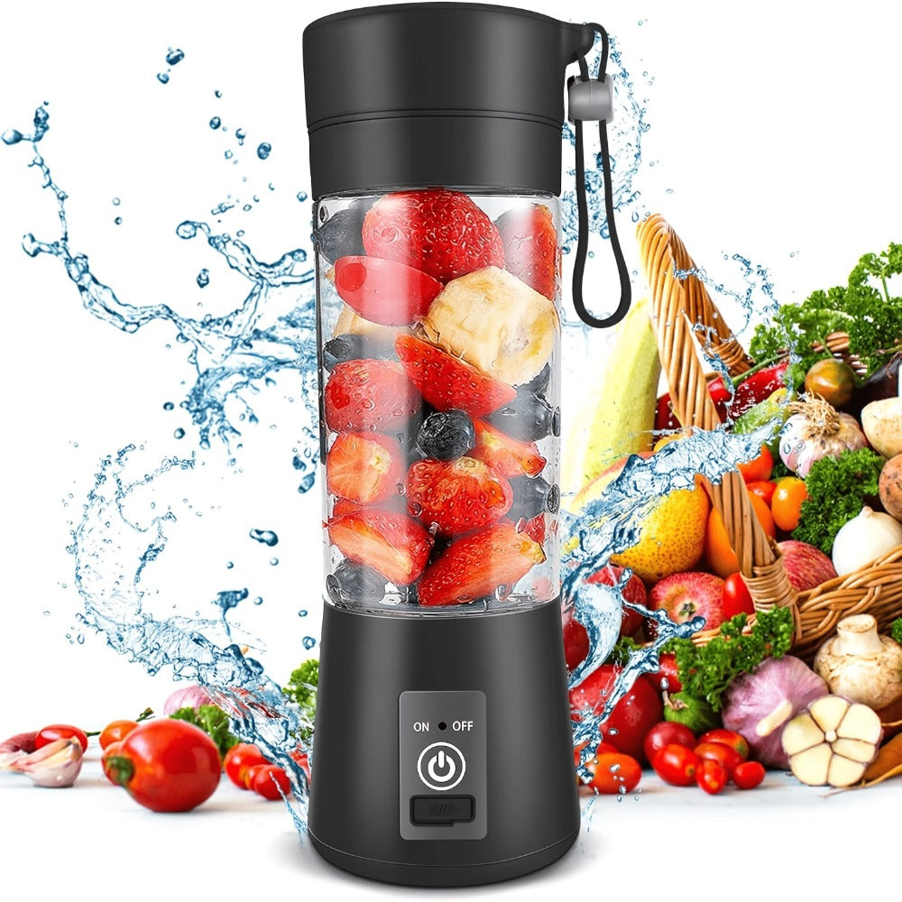 Mini Blender USB Rechargeable 380ml - 6-Blade 22000RPM High-Speed Portable Blender Cup, 304 Stainless Steel, Self-Cleaning, for Smoothies, Shakes & Protein Drinks, Home, Office & Travel, Pink Green Black