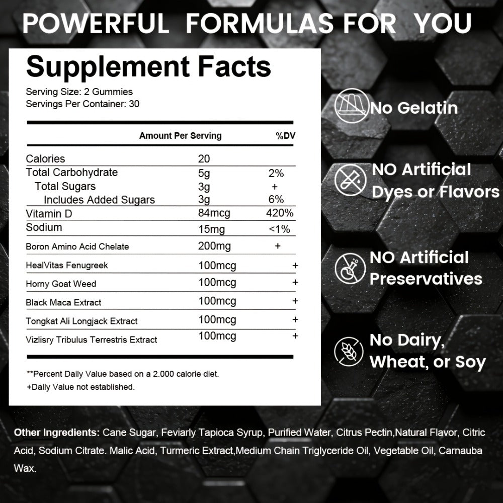 Men's Performance Gummies with Shilajit, Maca & Blueberry – Fast-Acting Male Drive, Strength & Stamina Supplement | Blue Chew Gummies for Men | 60, 120 or 180 Count