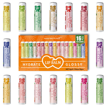 Flavored Lip Balm Set 16 Pack – Assorted Scented Moisturizing Lip Balms for Long-Lasting Hydration & Natural Shine | Bulk Lip Care Kit for Dry Lips | Gift Set for Women, Girls & Teens, All Skin Types