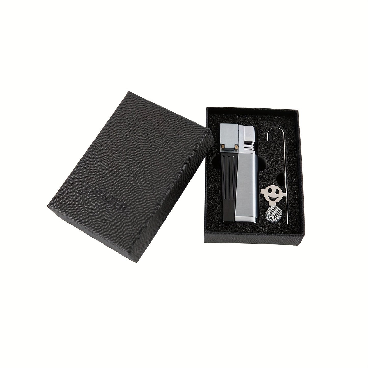 Folding Pipe Lighter Refillable 2-in-1 with Adjustable Flame, Metal-Crafted Durable Design, Gift Box Included – Windproof Butane Lighter for Men, Outdoor, Christmas & Valentine’s Day Gift
