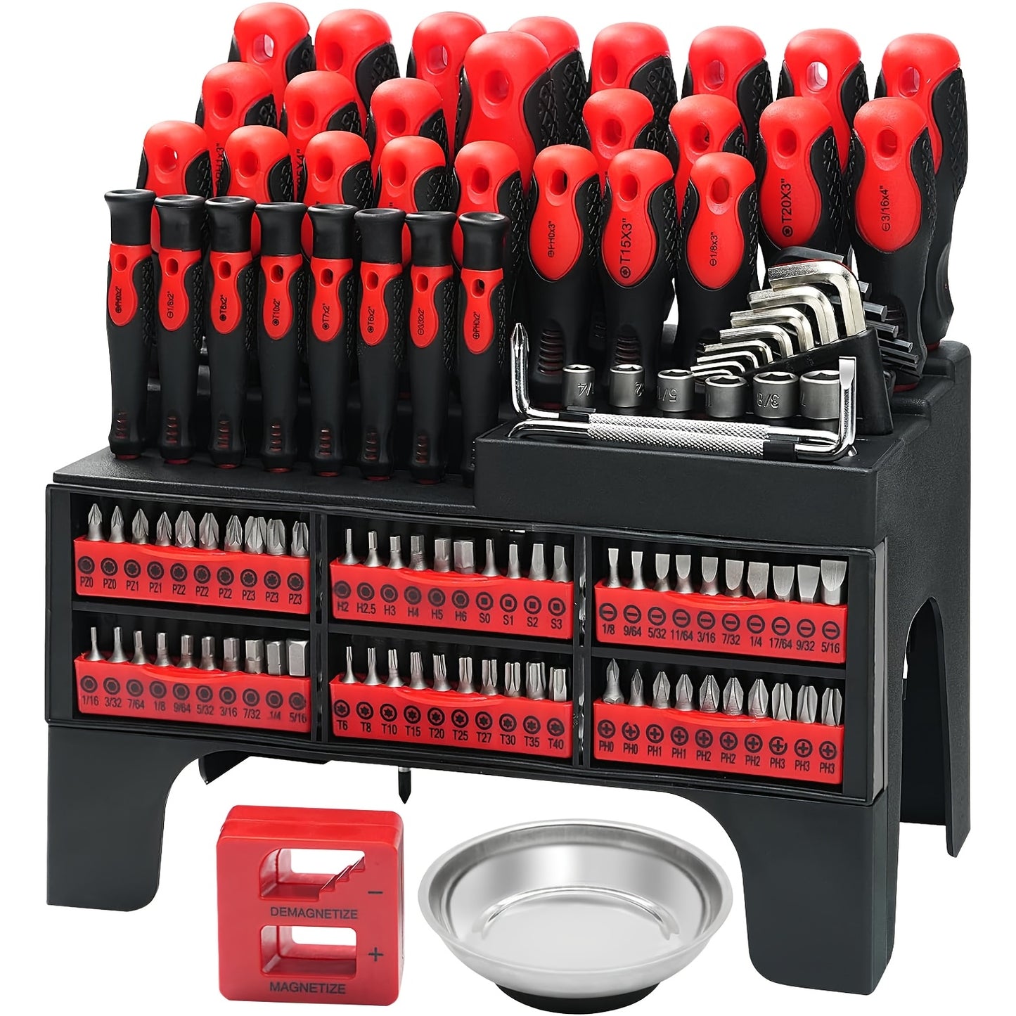 118/69pcs Magnetic Screwdriver Set with Plastic Organizer, Includes Precision, Slotted, Phillips, Hex, Pozidriv, Torx Screwdriver Set And Magnetizer Demagnetizer DIY Tools - Perfect Tools Gift for Men (Green/Red/Blue/Orange&Blue)