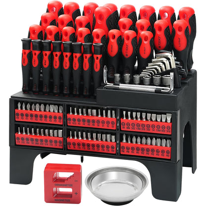 118/69pcs Magnetic Screwdriver Set with Plastic Organizer, Includes Precision, Slotted, Phillips, Hex, Pozidriv, Torx Screwdriver Set And Magnetizer Demagnetizer DIY Tools - Perfect Tools Gift for Men (Green/Red/Blue/Orange&Blue)