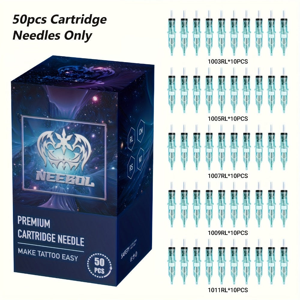 Tattoo Cartridge Needles Disposable 20/50pcs - Standard Round Liner RL & Round Magnum RM Mixed Sizes, Sterile Tattoo Needle Cartridges for Professional Artists & Beginners, Body Art Supplies