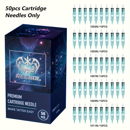 Tattoo Cartridge Needles Disposable 20/50pcs - Standard Round Liner RL & Round Magnum RM Mixed Sizes, Sterile Tattoo Needle Cartridges for Professional Artists & Beginners, Body Art Supplies