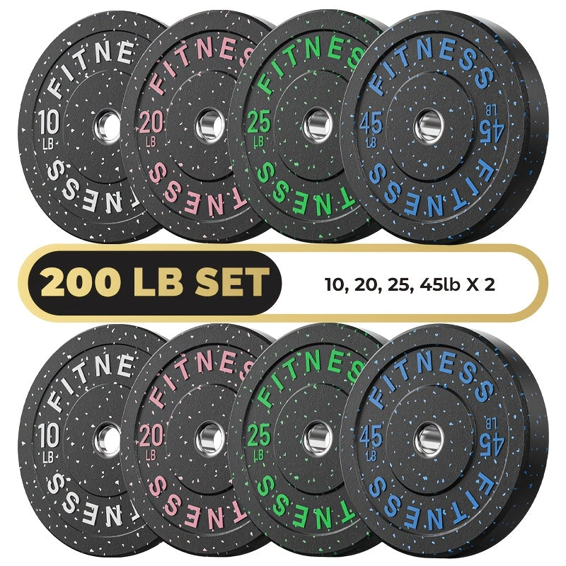 Bumper Plates Colored Rubber Weight Plates – 2-Inch Olympic Barbell Plates for Weightlifting & Strength Training, High Bounce Floor Protection, Low Odor, Non-Slip Surface, Home Gym & Commercial Gym