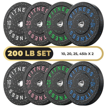 Bumper Plates Colored Rubber Weight Plates – 2-Inch Olympic Barbell Plates for Weightlifting & Strength Training, High Bounce Floor Protection, Low Odor, Non-Slip Surface, Home Gym & Commercial Gym