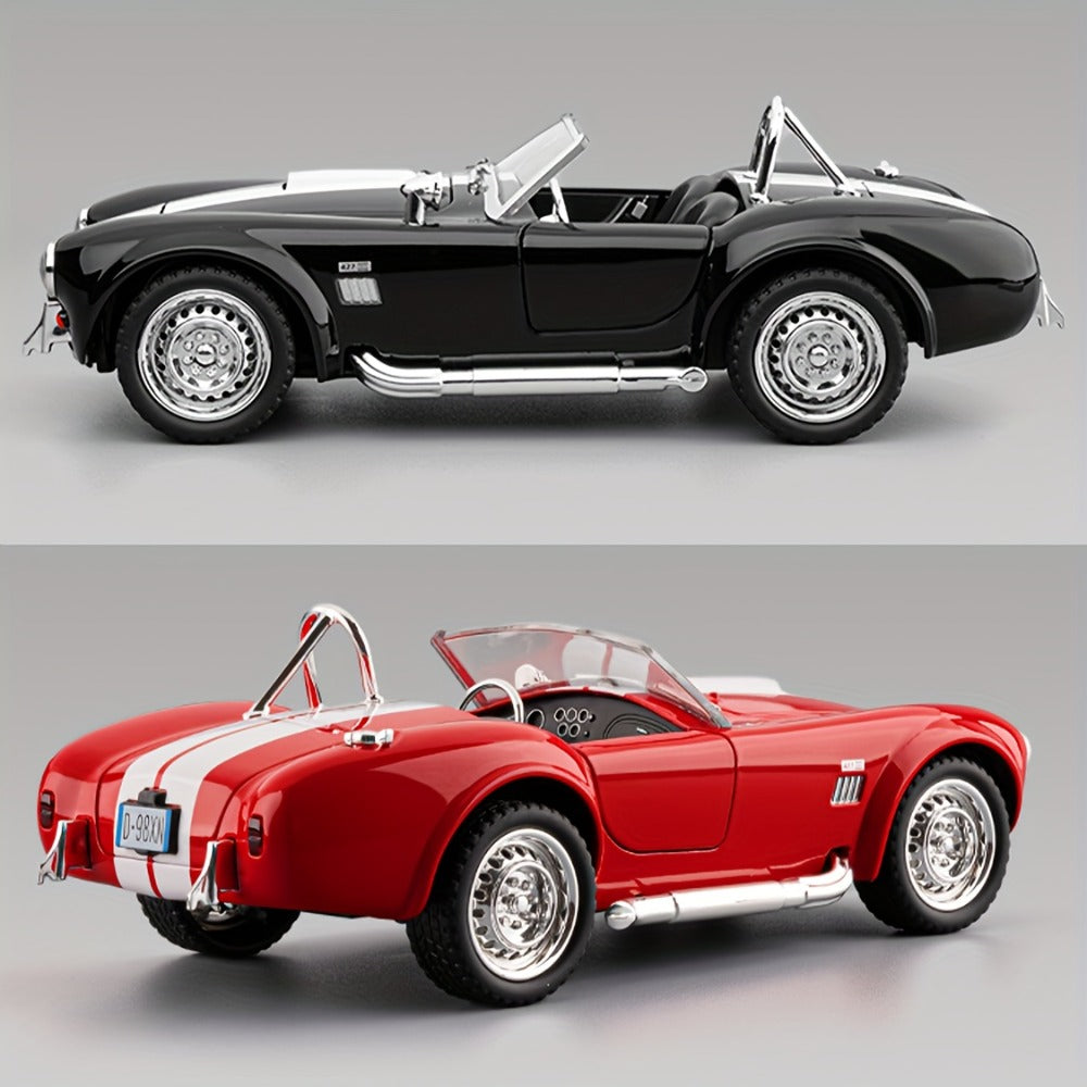 Shelby Cobra 1:22 Scale Zinc Alloy Diecast Model Car – Collector-Grade Exhibition-Quality Replica with Openable Doors, Static Display for Home Office Desk, Birthday Gift (Black / Blue / Red)