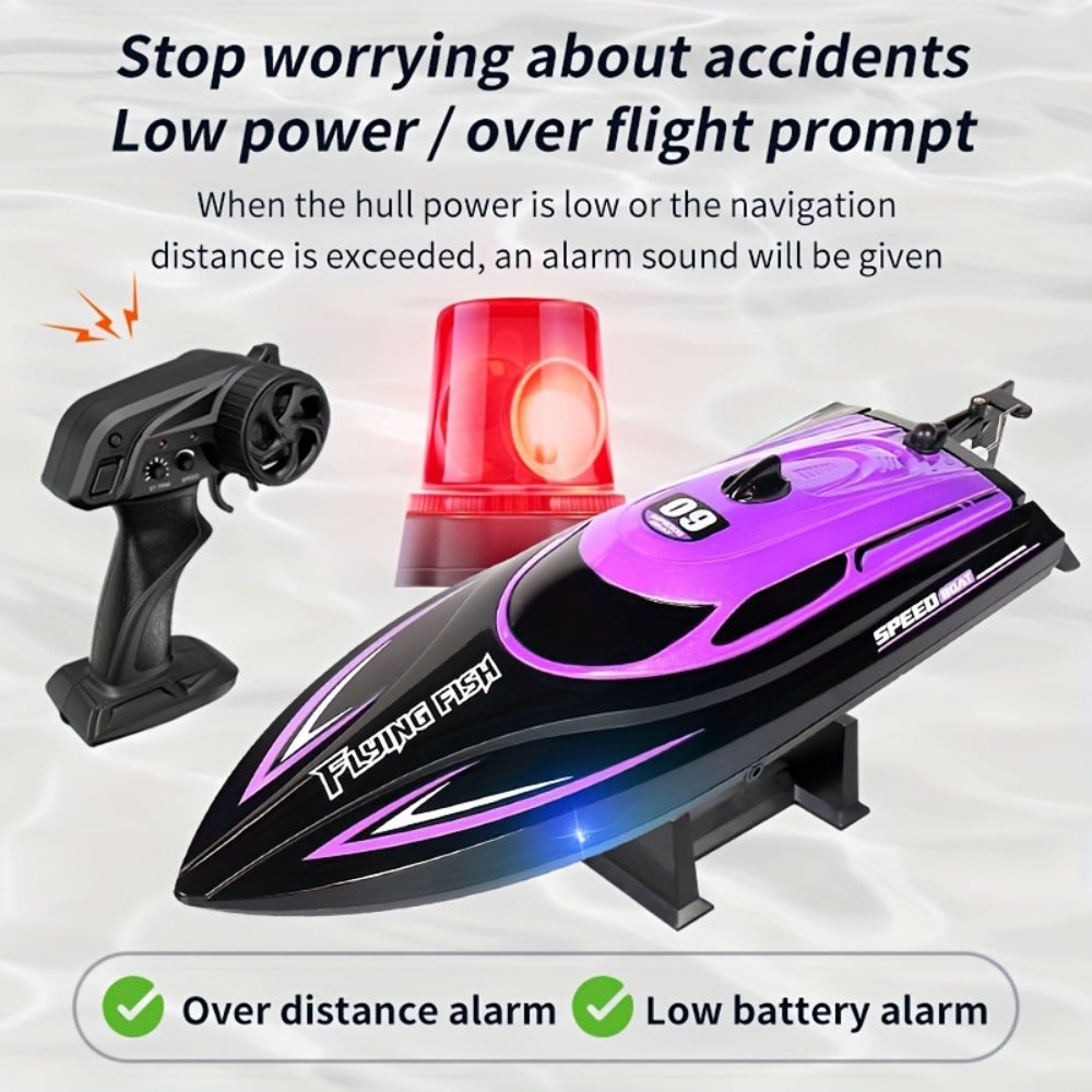 Remote Control Speedboat 25KM/H with Auto Flip Reset Night Light & Low Battery Alert – High Speed RC Boat for Pool Lake Kids Adults Birthday Christmas Gift Yellow Blue Green