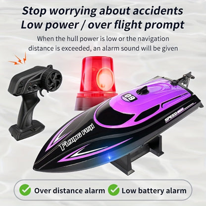 Remote Control Speedboat 25KM/H with Auto Flip Reset Night Light & Low Battery Alert – High Speed RC Boat for Pool Lake Kids Adults Birthday Christmas Gift Yellow Blue Green