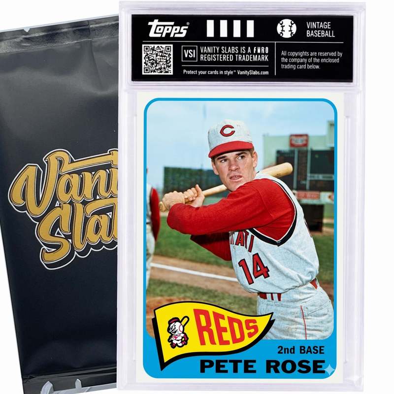 Vintage Baseball Card Mystery Slab 1965 Topps – 1 Random Authentic Card Encased in Vanity Slab | 598-Card Set Chase | Mickey Mantle, Willie Mays & Hall of Famers Possible | Collector Gift