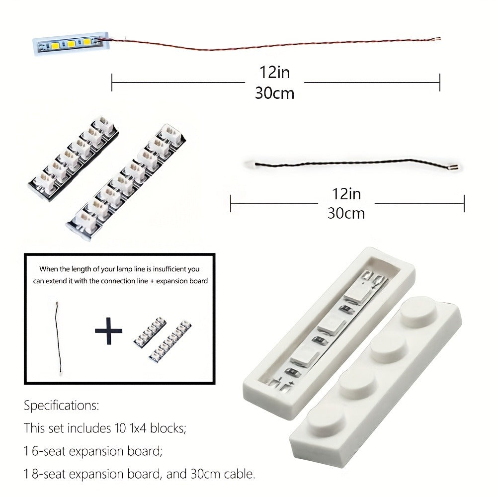LED Lighting Kit for Building Blocks 20pcs 1x4 Brick Lights – LEGO Compatible MOC City Modular Builds Illumination Accessories for Kids & Adult Collectors, Great Birthday Gift