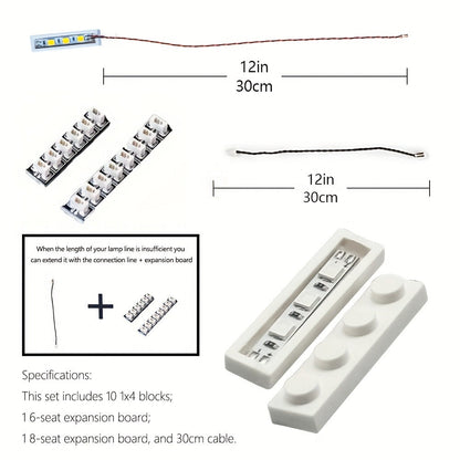 LED Lighting Kit for Building Blocks 20pcs 1x4 Brick Lights – LEGO Compatible MOC City Modular Builds Illumination Accessories for Kids & Adult Collectors, Great Birthday Gift