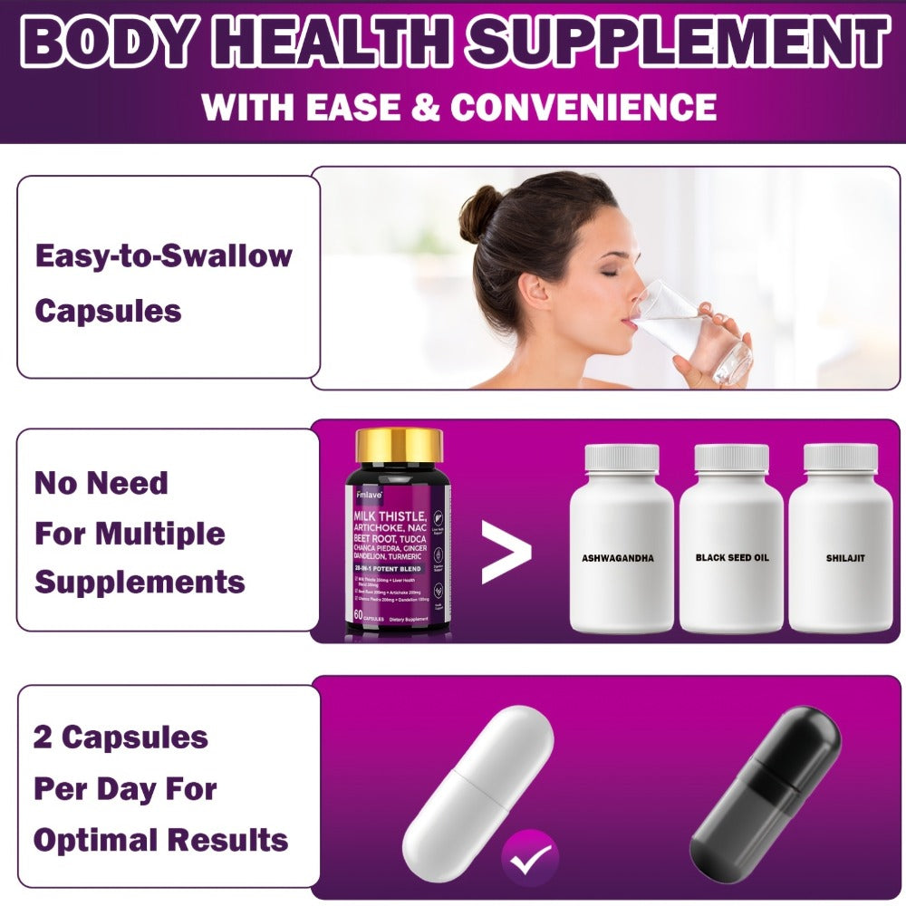 Liver Support Supplement 28-in-1 Ultimate Herbal Blend – Milk Thistle, Dandelion & Turmeric for Liver Cleanse, Detox & Digestive Health | All-Natural Formula for Men & Women | 1 Month Supply