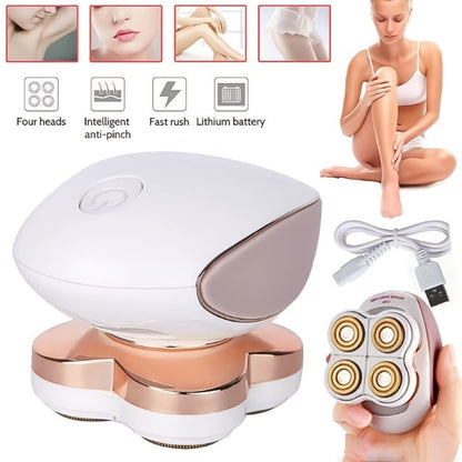 Electric Shaver for Women 4-in-1 – 360° Rotary USB Wet & Dry Full Body Hair Removal for Face, Bikini Line, Legs, Arms & Underarms, Portable Trimmer & Clipper Attachments Included