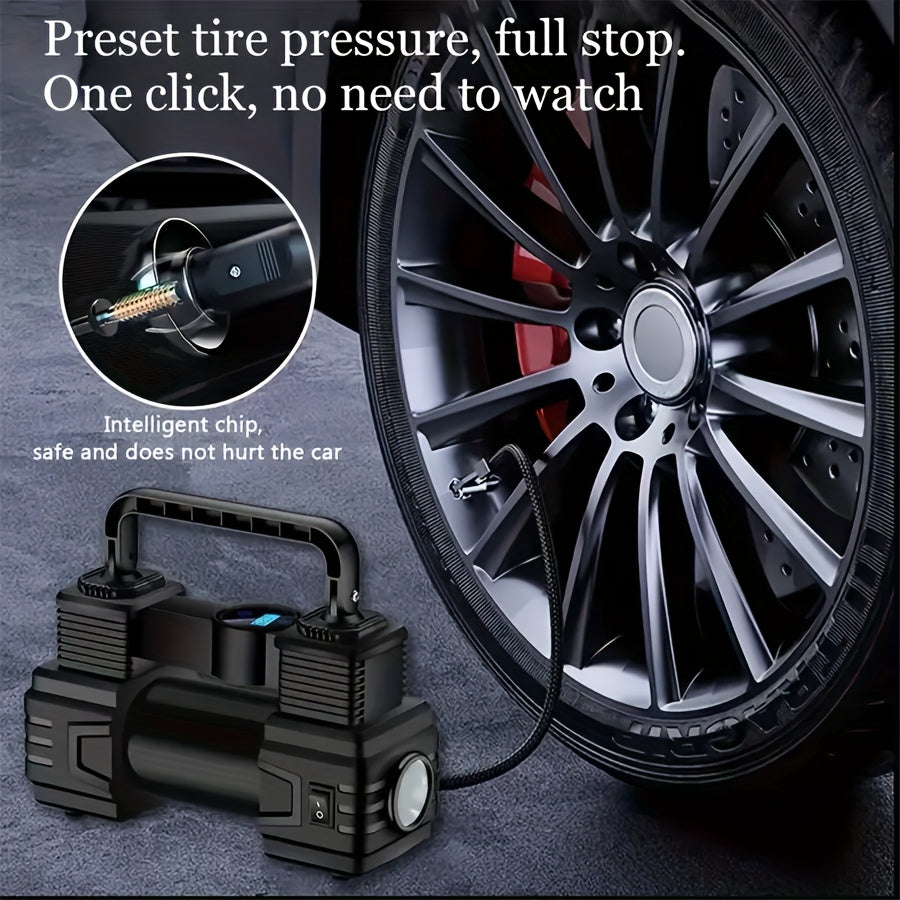 1pc Tire Inflator Portable Air Compressor 150PSI, 12V Car Air Pump with Digital Display, LED Lights, Car Power Outlet Lighter for Cars, Motorcycles, Bikes And Balls