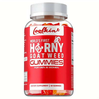 Horny Goat Weed Gummies with Maca Root Tongkat Ali Tribulus & L-Arginine – Men's Vitality & Energy Support Chewable Supplement, 60 Gummies, Natural Male Wellness Formula