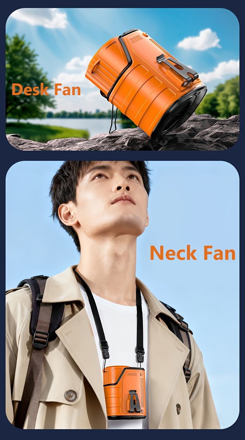 3-In-1 Portable Waist-Hanging Fan, Cooling And Heat Relief Fan for High-Temperature Outdoor Construction Sites, Rechargeable Small Fan with Digital Display, 3600Mah Long Battery, LED Flashlight, Camping Stuff, an Emergency Power Bank