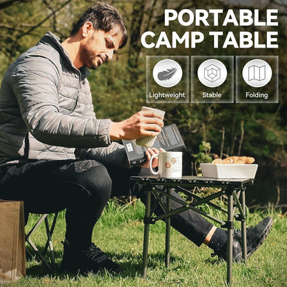 Lightweight Collapsible Camping Table with Carry Bag – Portable Folding Outdoor Table, Sturdy Aluminum Legs & Large Flat Surface for Picnic, BBQ, Beach, Hiking & Tailgating, Available in L & XL