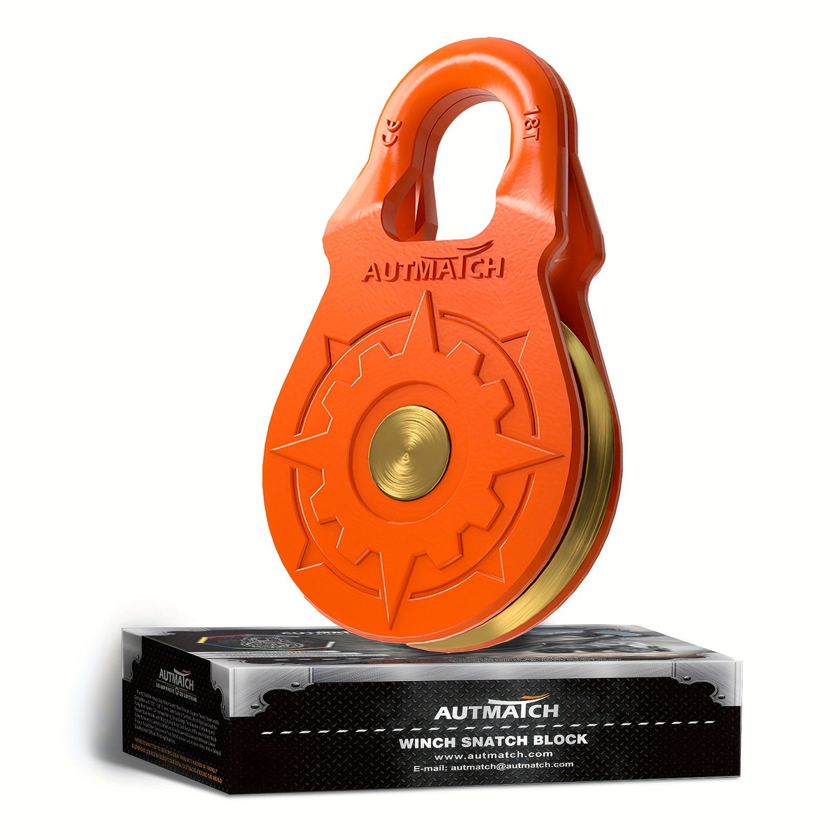 AUTMATCH 18 Ton Heavy-Duty Winch Snatch Block - 79,366 lbs Break Strength Forged Steel Pulley System, Galvanized & Powder Coated Off-Road Recovery Block for Truck, UTV, ATV, 4WD - Steel/Synthetic Cable Compatible (Multi-Color Options)