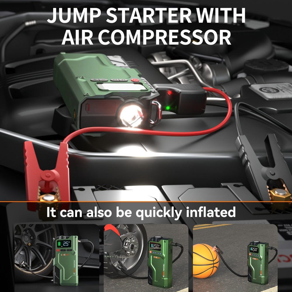 20000A Jump Starter with Air Compressor 150PSI Digital Tire Inflator – Portable Heavy-Duty Battery Pack Car Jumper Starter with USB-A & USB-C Charging for Gas & Diesel Engines (Enhanced Version)