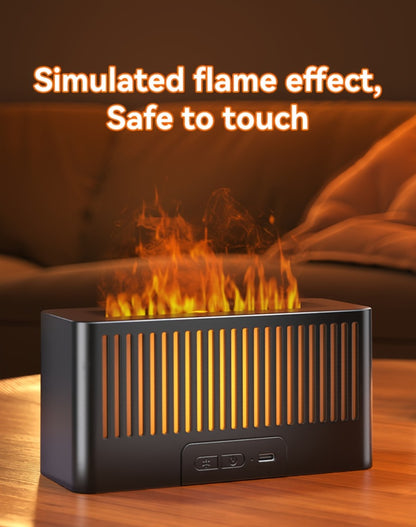Flame Humidifier with 7-Color Simulated Fire Effect | USB Aromatherapy Essential Oil Diffuser & Cool Mist Humidifier for Living Room, Bedroom & Office | Atmosphere Decor Gift | Black & White