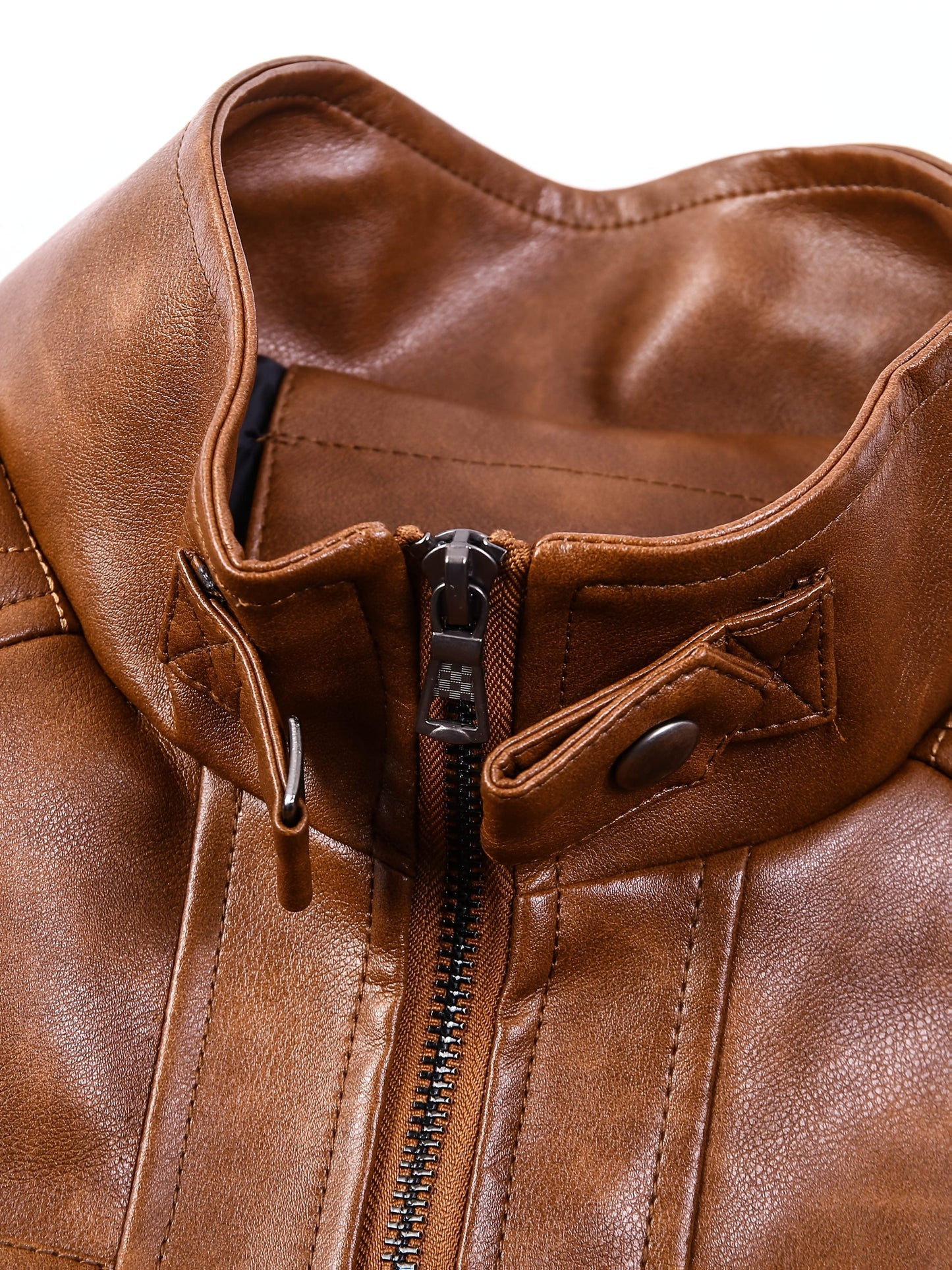 Men's Lightweight Faux Leather Zip-Up Jacket