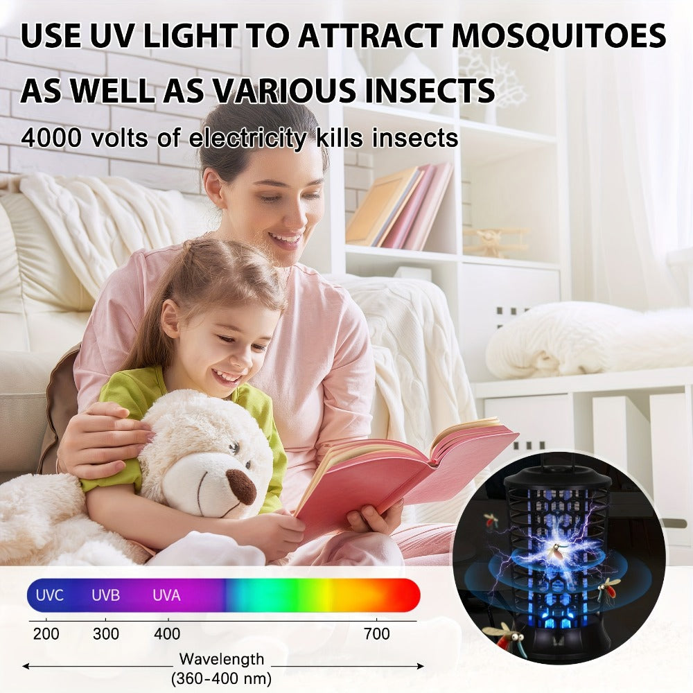 Indoor Bug Zapper Electric – Powerful Mosquito Killer & Fly Zapper with Bug Collector Tray, Easy Clean, Silent Operation, Plug-In Insect Trap for Bedroom, Kitchen, Office & Home Use