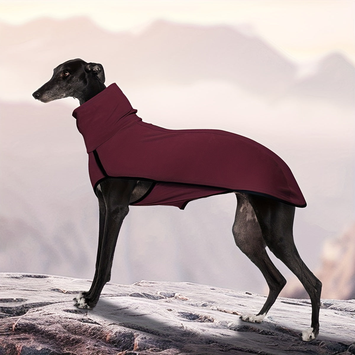 High Neck Dog Coat Warm Pullover – Solid Color Woven Polyester Pet Jacket, Machine Washable, All-Season Fall & Winter Dog Apparel for Small Medium Large Breeds, Colors: Burgundy, Navy, Green, Sizes XL–4XL
