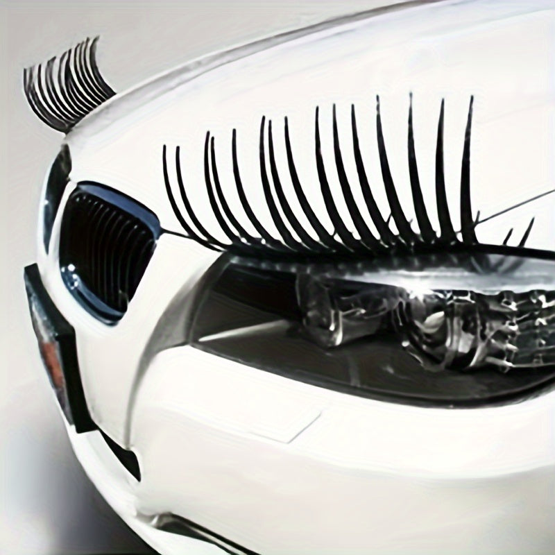 2pcs Adorable Car Eyelash Stickers - Perfect for Headlights & Festive Decor, Fits All Vehicles, Ideal Christmas Accessory