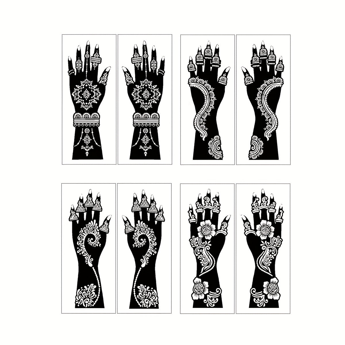 Temporary Tattoo Stencil Set 8 Sheets Reusable Hollow Floral Body Art Stencils for Airbrush Spray Paint Arms Hands Forearms Valentine Wedding Party Festival Gift Women